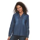 Women's Lee Lace-up Denim Top, Size: Xl, Dark Blue