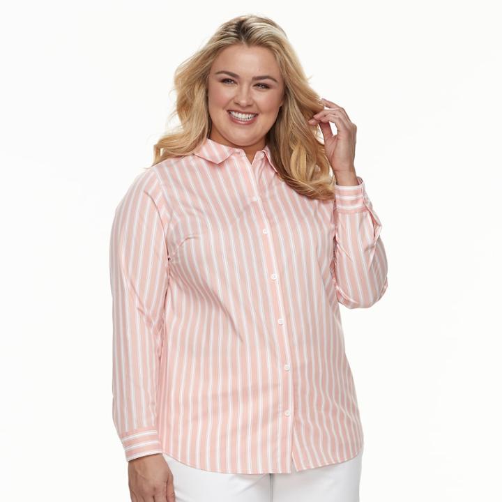 Plus Size Croft & Barrow&reg; Button Front Top, Women's, Size: 2xl, Med Pink