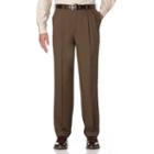 Big & Tall Savane Crosshatch Straight-fit Easy-care Pleated Dress Pants, Men's, Size: 52x32, Brown