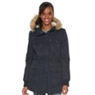 Women's Levi's Faux-fur Hooded Anorak Jacket, Size: Large, Blue (navy)