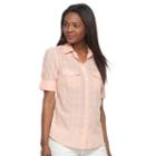 Women's Croft & Barrow&reg; Roll-tab Shirt, Size: Medium, Lt Orange