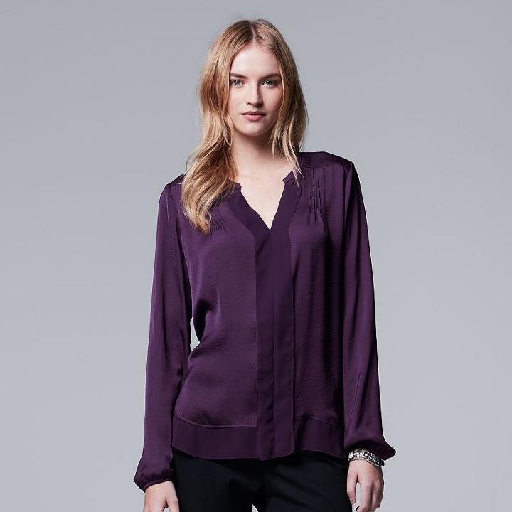 Women's Simply Vera Vera Wang Pintuck Top, Size: Xl, Purple
