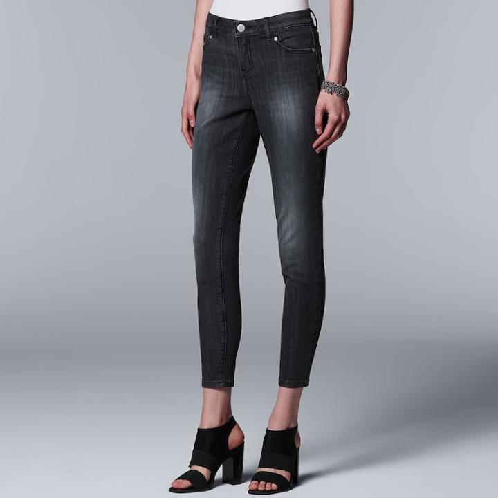 Women's Simply Vera Vera Wang Everyday Luxury Ankle Skinny Jeans, Size: 2, Dark Grey