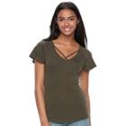 Juniors' Candie's&reg; Strappy Flutter Sleeve Tee, Teens, Size: Xs, Brt Green