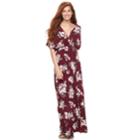 Juniors' Love, Fire Printed Kimono Sleeve Maxi Dress, Teens, Size: Xs, Dark Red