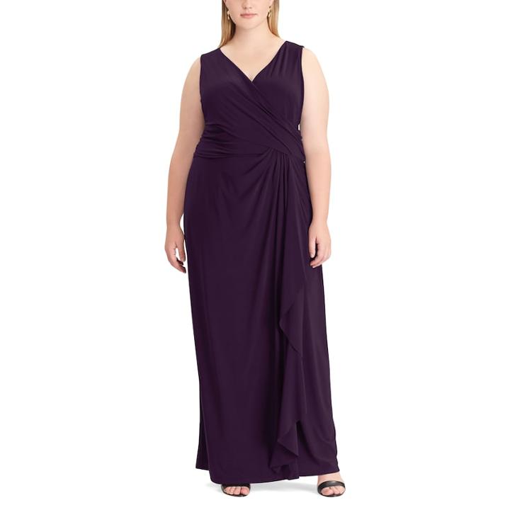 Plus Size Chaps Ruffled Evening Gown, Women's, Size: 14 W, Dark Red