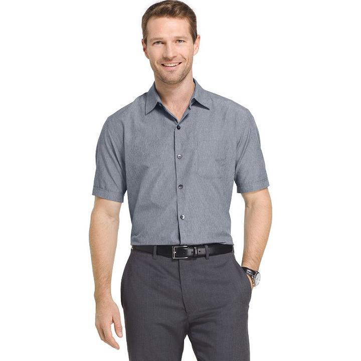 Men's Van Heusen Air Wovens Classic-fit Poplin Performance Button-down Shirt, Size: Small, Grey Other