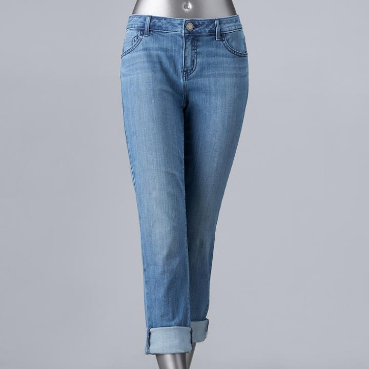 Women's Simply Vera Vera Wang Roll Cuff Capri, Size: 10, Dark Blue