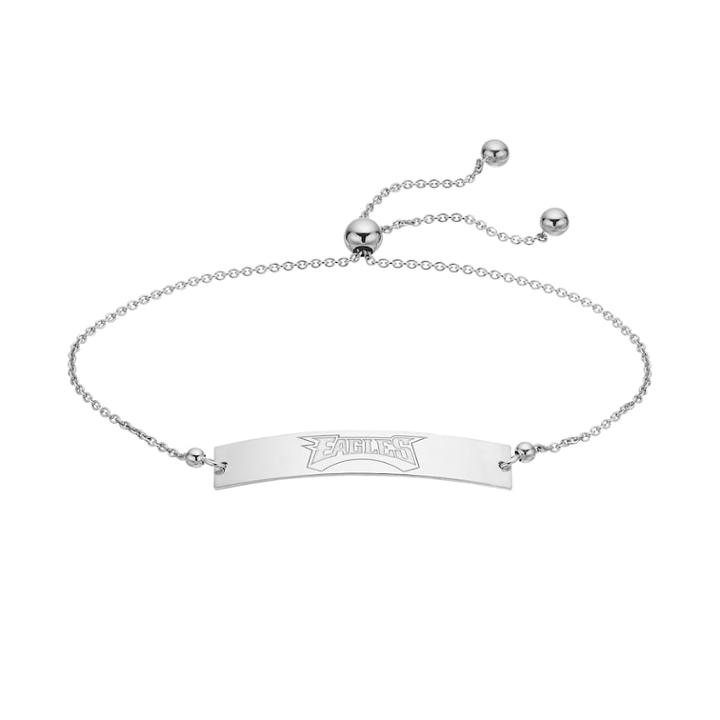 Sterling Silver Philadelphia Eagles Bolo Bar Bracelet, Women's, Size: 9, Grey