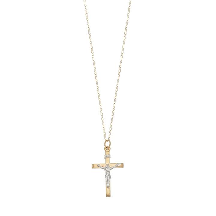 10k Gold Two Tone Crucifix Pendant Necklace, Women's, Size: 18, Yellow