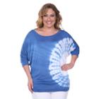 Plus Size White Mark Tie Dyed Tunic, Women's, Size: 2xl, Dark Blue