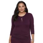 Plus Size Jennifer Lopez Lace-up Tee, Women's, Size: 2xl, Drk Purple