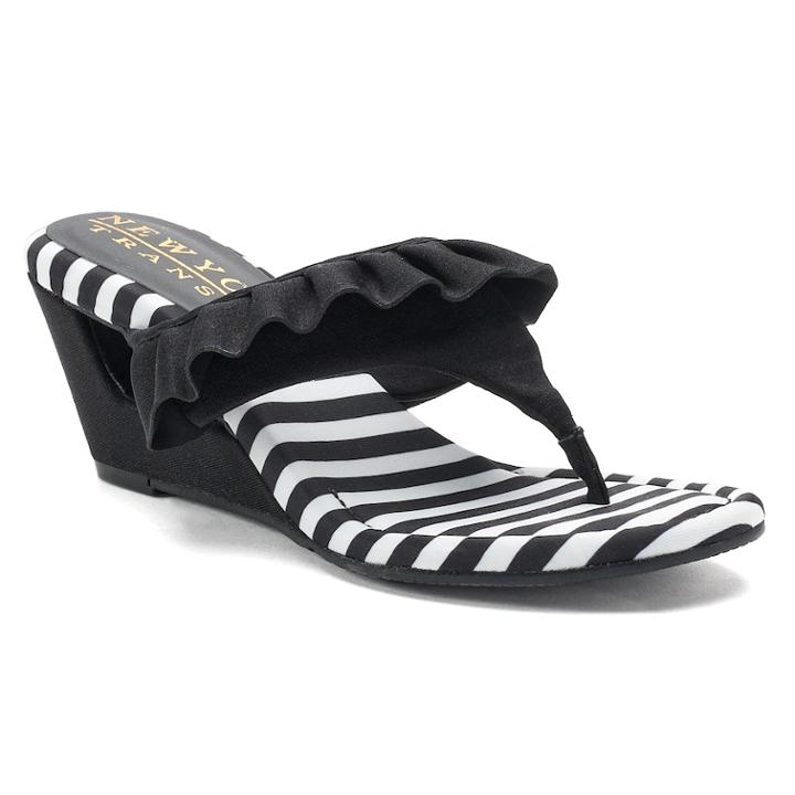 New York Transit Vital Moment Women's Wedge Sandals, Size: 10 Wide, Black