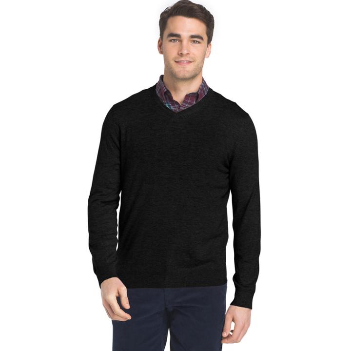 Big & Tall Izod Regular-fit Wool-blend V-neck Sweater, Men's, Size: Xl Tall, Black