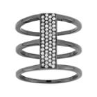 1/3 Carat T.w. Diamond Black Rhodium-plated Sterling Silver Triple Ring, Women's, Size: 7, White