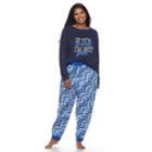 Plus Size Juniors' Plus So&reg; Microfleece Raglan Jogger Set, Teens, Size: 1xl, Blue (navy)