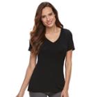 Petite Apt. 9&reg; Essential V-neck Tee, Women's, Size: Xl Petite, Black