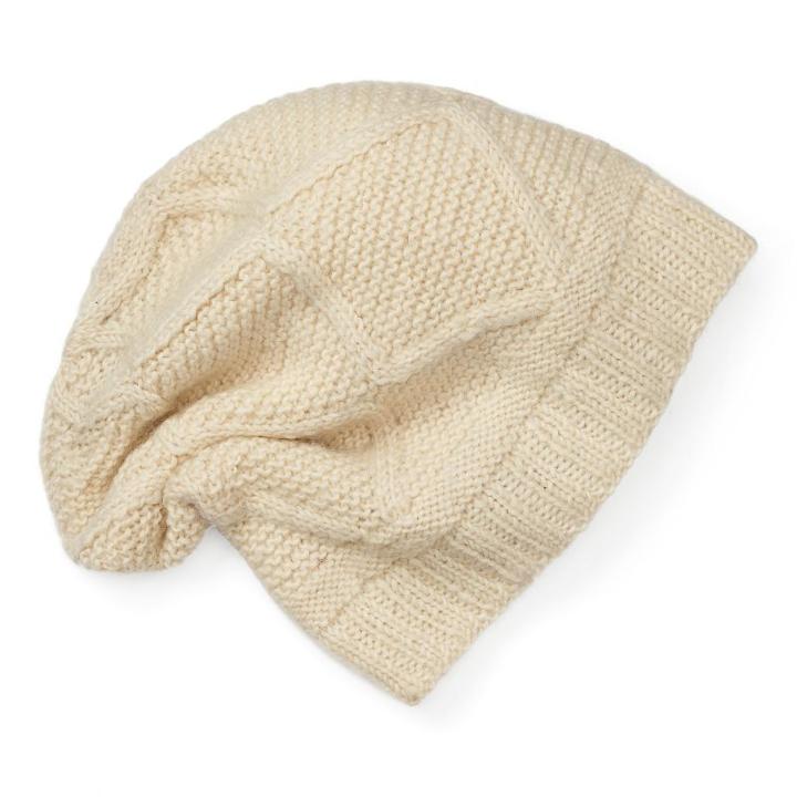 Women's Sijjl Wool Slouchy Knit Beanie, White Oth
