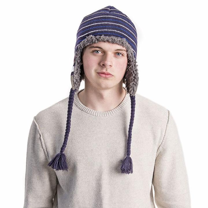 Men's Muk Luks Striped Trapper Hat, Blue (navy)