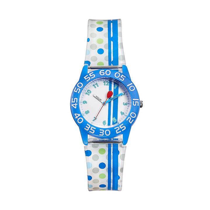 Red Balloon Kids' Time Teacher Striped & Polka Dot Watch, Kids Unisex, Multicolor