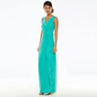 Women's Chaps Surplice Drape-front Full-length Dress, Size: 8, Blue