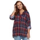 Plus Size French Laundry Plaid Tunic Top, Women's, Size: 3xl, Brt Red