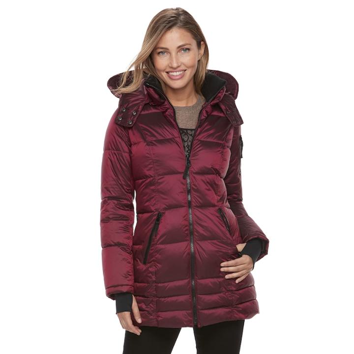 Women's Apt. 9&reg; Hooded Puffer Jacket, Size: Large, Dark Red
