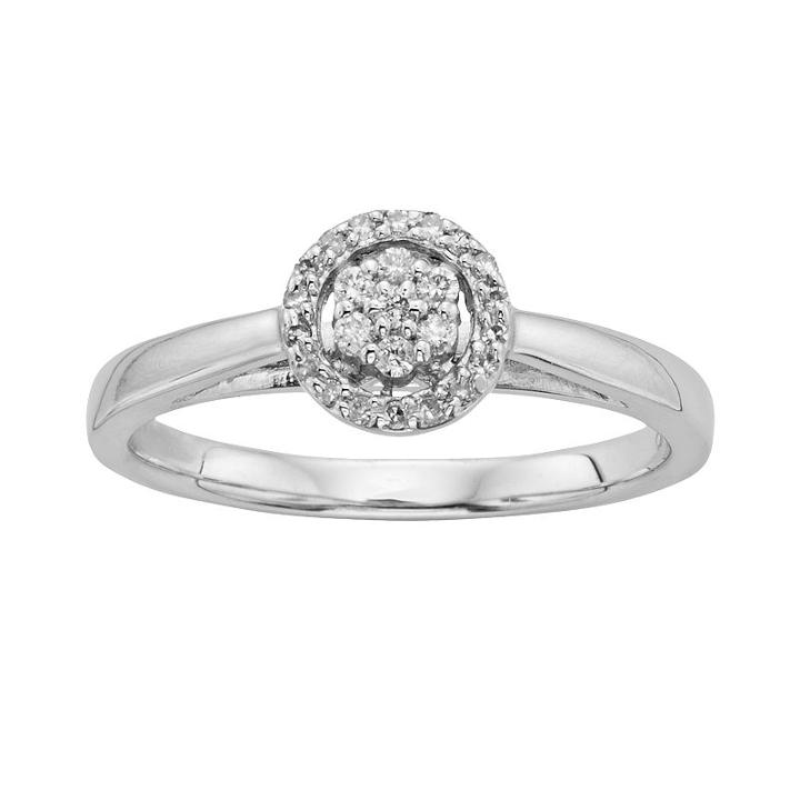 I Promise You Diamond Halo Engagement Ring In Sterling Silver (1/6 Carat T.w.), Women's, Size: 7, White