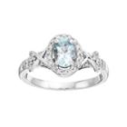 10k White Gold Aquamarine & 1/4 Carat T.w. Diamond Halo Ring, Women's, Size: 5, Blue