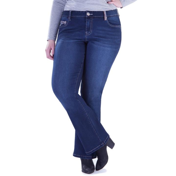 Juniors' Plus Size Amethyst Slim Bootcut Jeans, Teens, Size: 22w T/l, Dark Blue