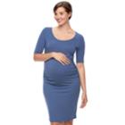 Maternity A:glow Ruched Sheath Dress, Women's, Size: L-mat, Med Blue