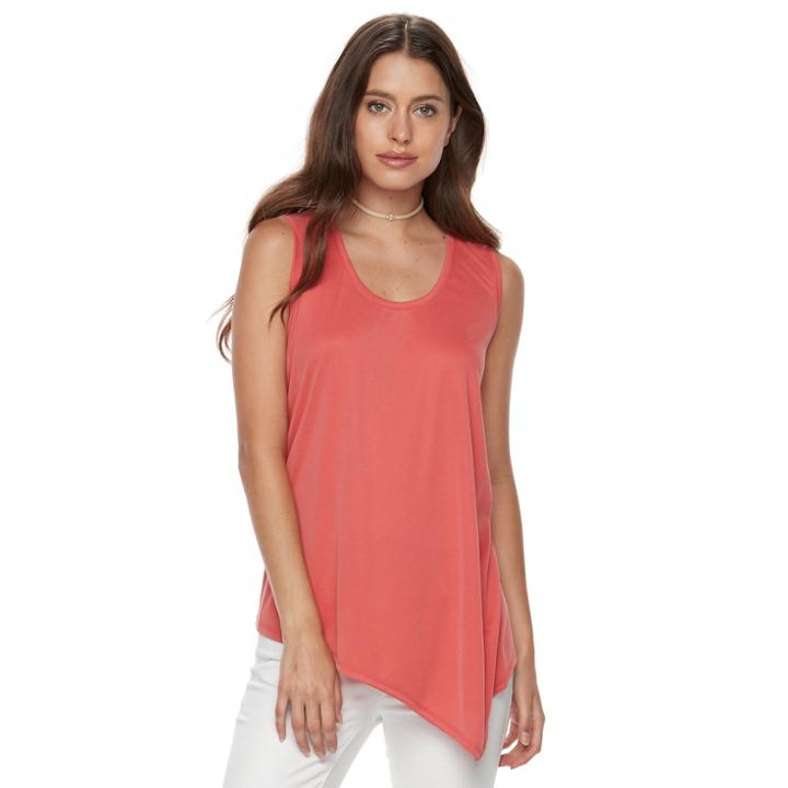 Petite Apt. 9&reg; Ribbed Asymmetrical Tank, Women's, Size: S Petite, Med Orange