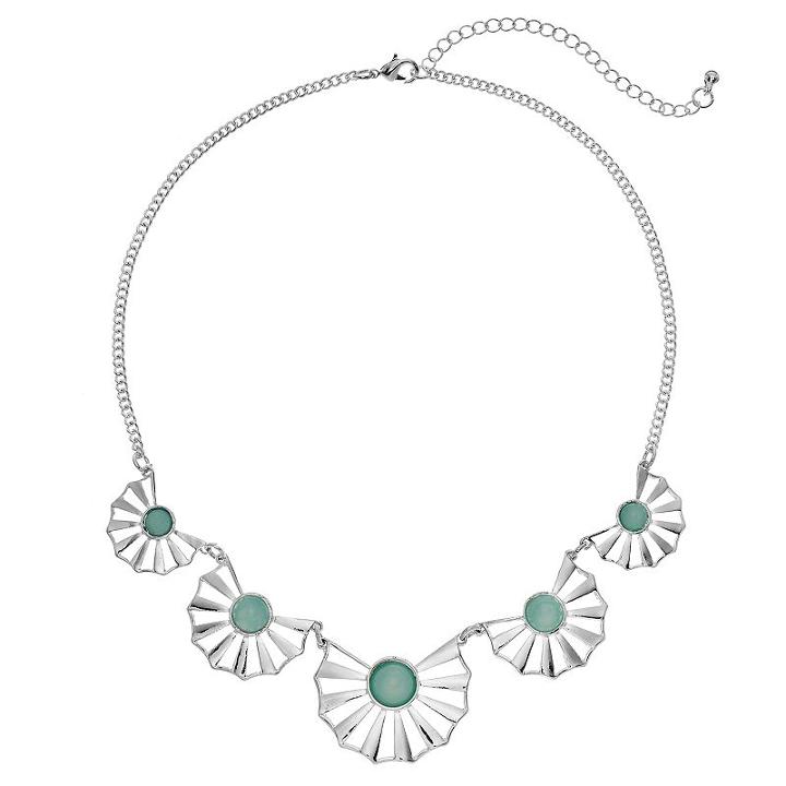 Blue Graduated Fan Necklace, Women's, Light Blue