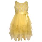 Girls 7-16 Bonnie Jean Hanky Hem Ribbon Floral Dress, Girl's, Size: 16, Yellow