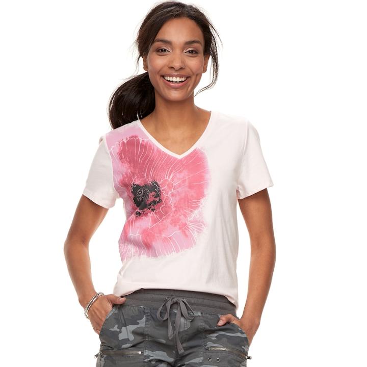 Women's Sonoma Goods For Life&trade; Graphic V-neck Tee, Size: Medium, Light Pink