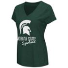 Women's Campus Heritage Michigan State Spartans V-neck Tee, Size: Xxl, Dark Green