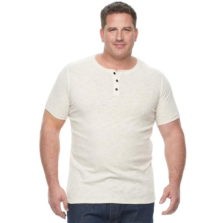 Big & Tall Apt. 9&reg; Slubbed Henley, Men's, Size: L Tall, Lt Beige