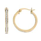 Chrystina 14k Gold Plated Crystal Inside Out Hoop Earrings, Women's, White