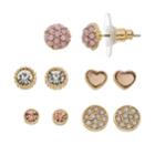 Lc Lauren Conrad Pink Nickel Free Heart Stud Earring Set, Women's