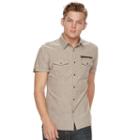 Men's Rock & Republic Chambray Stretch Button-down Shirt, Size: Small, Med Brown