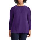 Plus Size Chaps Cable-knit Crewneck Sweater, Women's, Size: 1xl, Purple