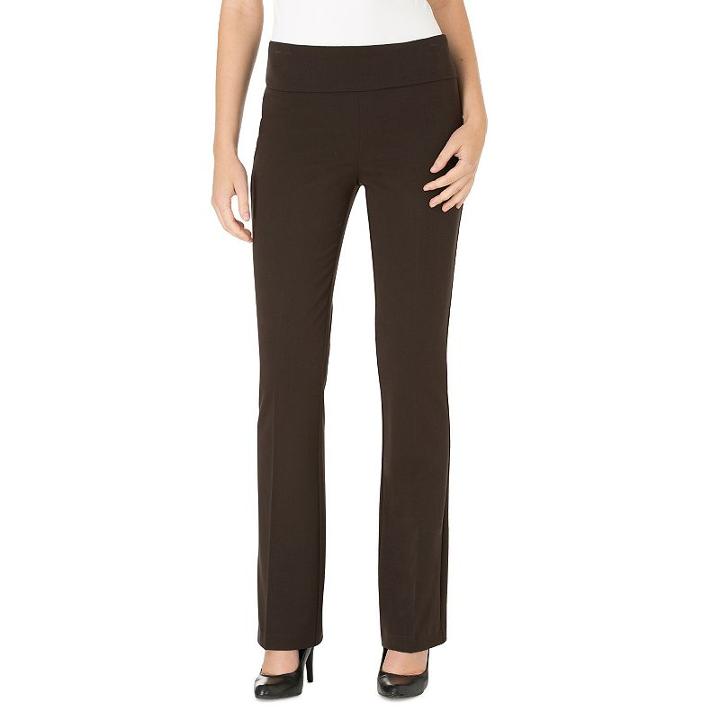 Women's Haggar® High Twist Pull-on Bootcut Dress Pants, Size: 4, Brown Over