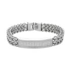 Men's Stainless Steel Cubic Zirconia Link Franco Chain Bracelet, Size: 8.5, White