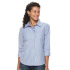 Caribbean Joe Women's Cotton Long Sleeve Shirt, Size: Large, Blue Other