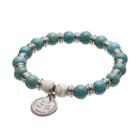 Wish Upon A Rock Teal Shell Composite Beaded Stretch Bracelet, Women's, Size: 7, Green