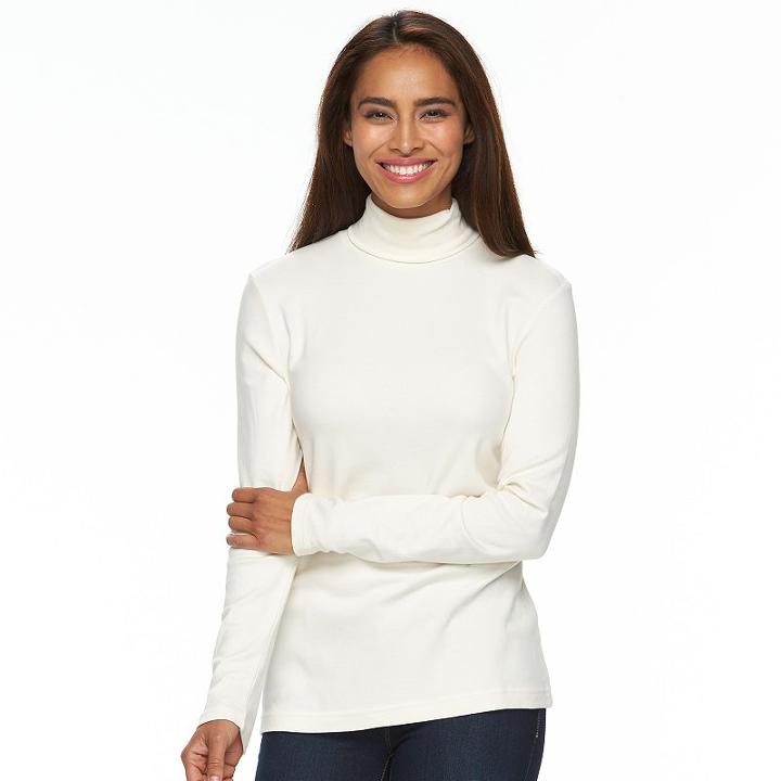 Women's Croft & Barrow&reg; Turtleneck Top, Size: Medium, White