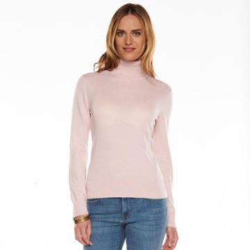 Chaps Solid Turtleneck Sweater - Women's (pink)