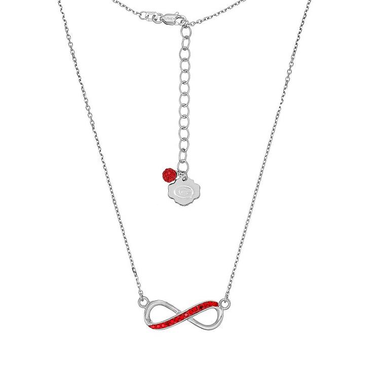 Georgia Bulldogs Sterling Silver Crystal Infinity Necklace, Women's, Size: 18, Red