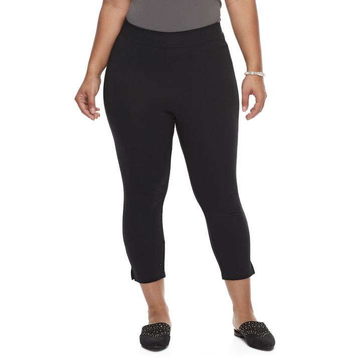 Plus Size Utopia By Hue Ankle Slit Leggings, Women's, Size: 1xl, Black
