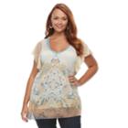 Plus Size World Unity Asymmetrical Hem Crochet Trim Top, Women's, Size: 0x, Drk Orange